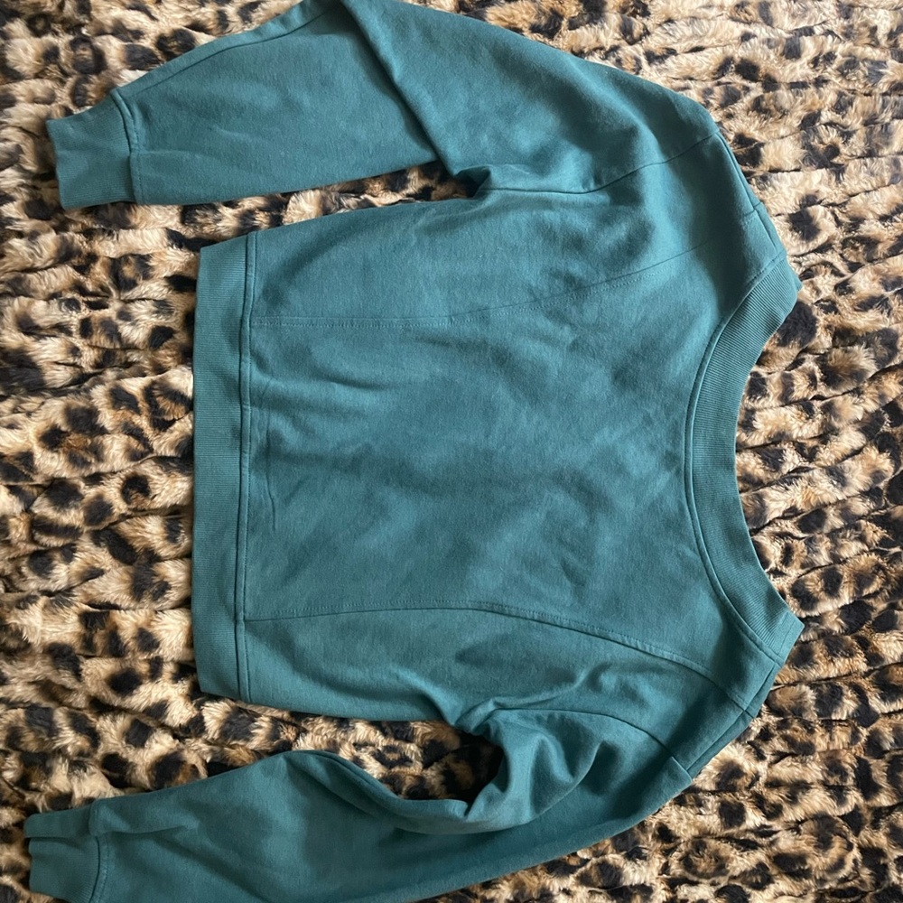 Women's Teal Work Out Crop Top Sweater